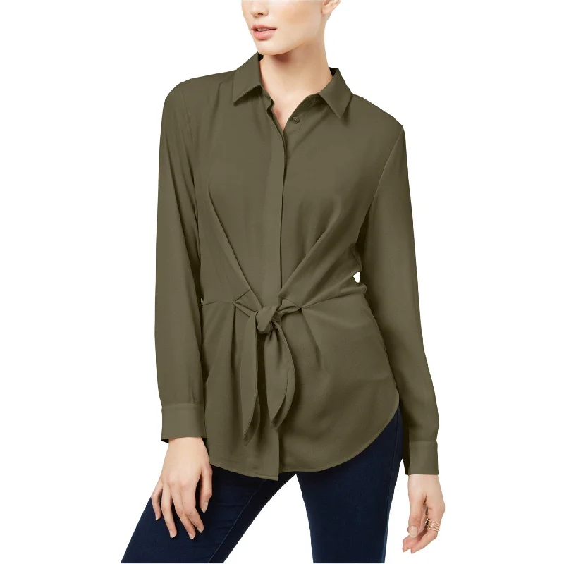 Layered ShirtsI-N-C Womens Tie Front Button Down Blouse