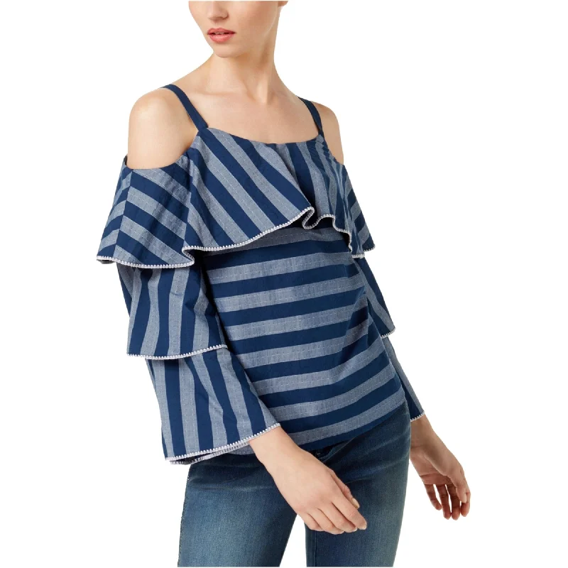 Ribbed Cuff ShirtsI-N-C Womens Tiered-Sleeve Knit Blouse