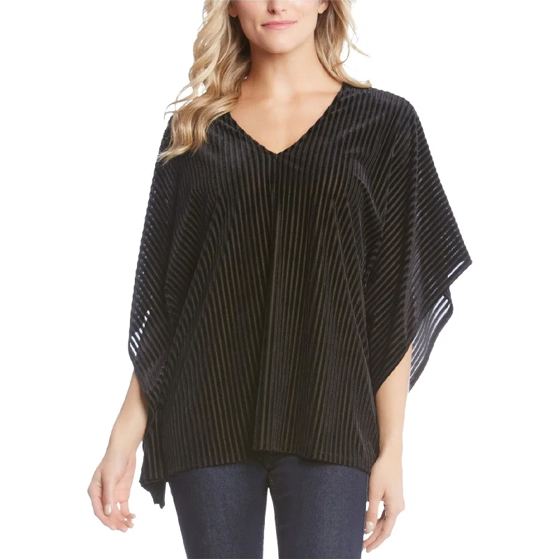 Longline ShirtsKaren Kane Womens Velvet Striped Kimono Top Blouse, Black, X-Small