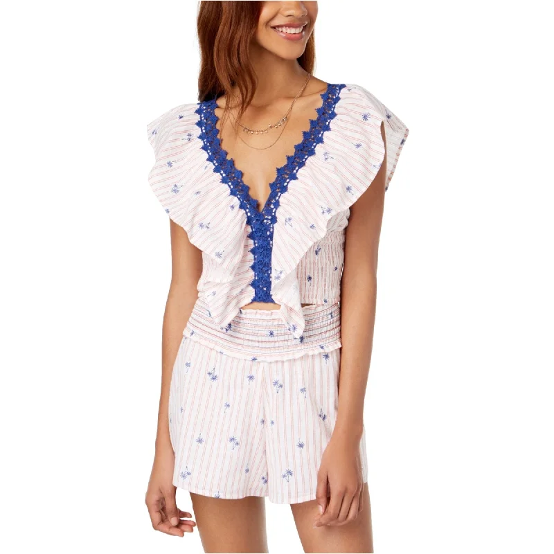 Studded ShirtsLove Fire Womens Lace-Trim Ruffled Blouse