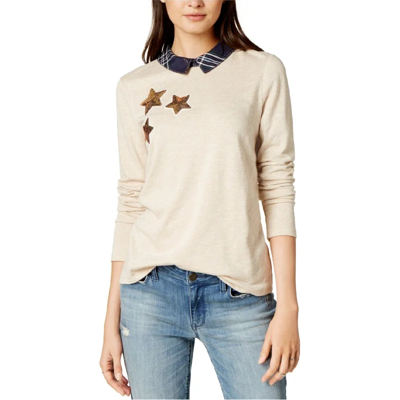 Performance ShirtsMaison Jules Womens Collared Sequined Knit Blouse