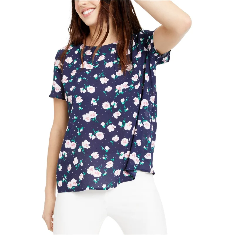 Peplum ShirtsMaison Jules Womens Pocketed Floral Button Down Blouse