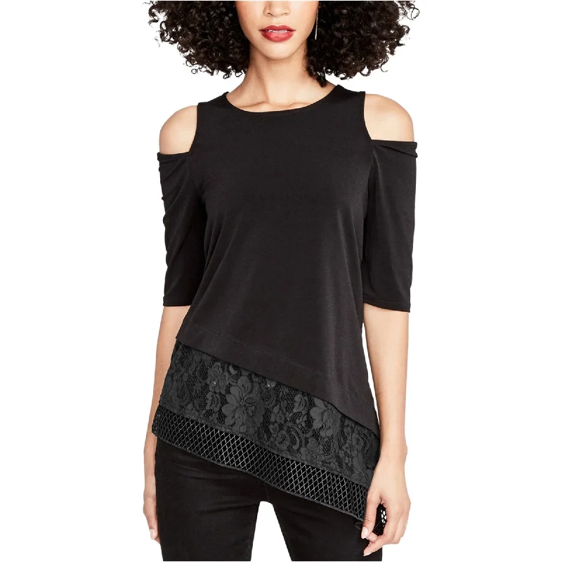 College ShirtsRachel Roy Womens Asymmetrical Knit Blouse, Black, X-Large