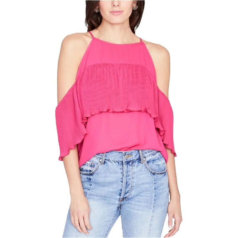 Leather-Paneled ShirtsRachel Roy Womens Cold Shoulder Knit Blouse