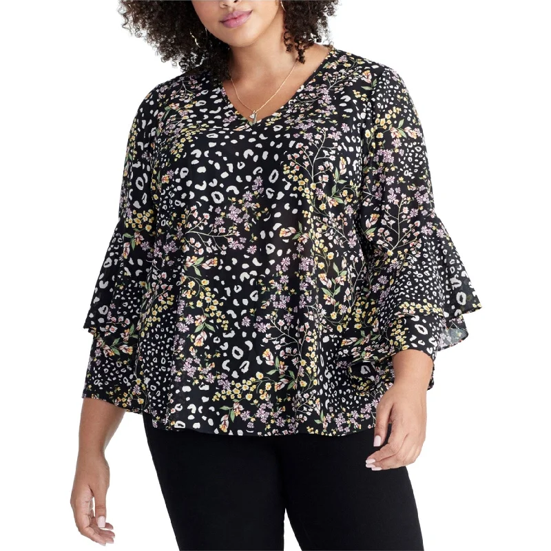 Cropped ShirtsRachel Roy Womens Floral Ruffled Blouse