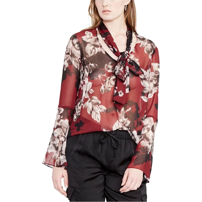 Tasseled ShirtsRachel Roy Womens Sheer Knit Blouse