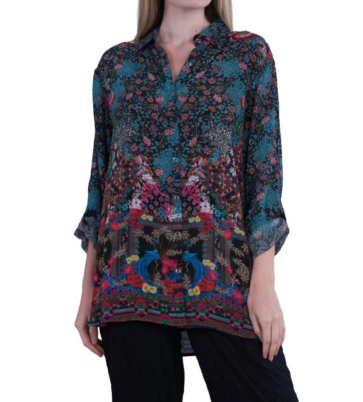 Painted ShirtsSandee Print Classic Blouse In Black