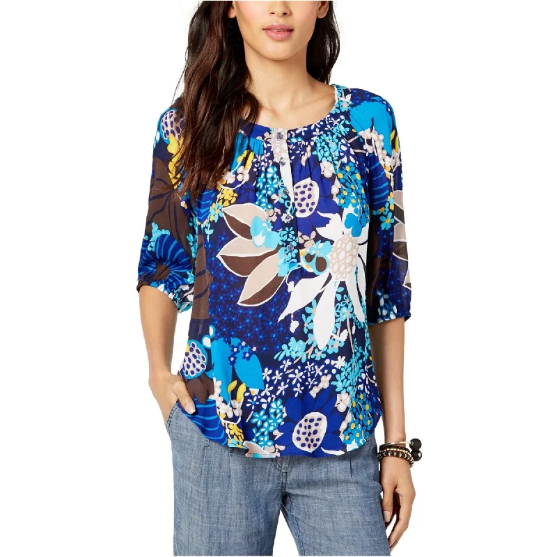 Glitter ShirtsTrina Turk Womens Crepe Henley Blouse