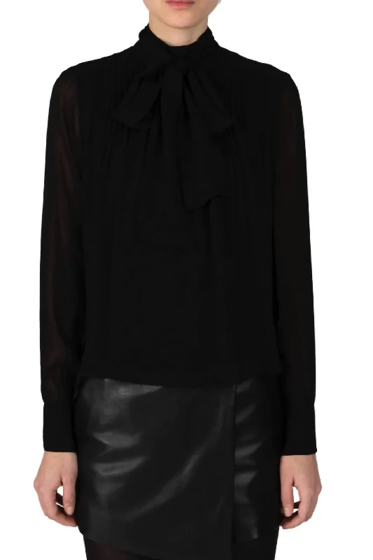 Button-Up ShirtsValentine Tie Neck Blouse In Black