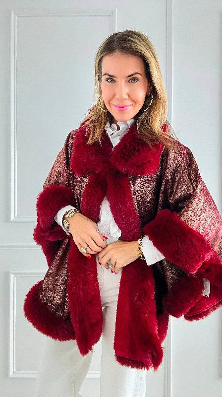 Lounge JacketsGolden Hour Glam Cape - Burgundy