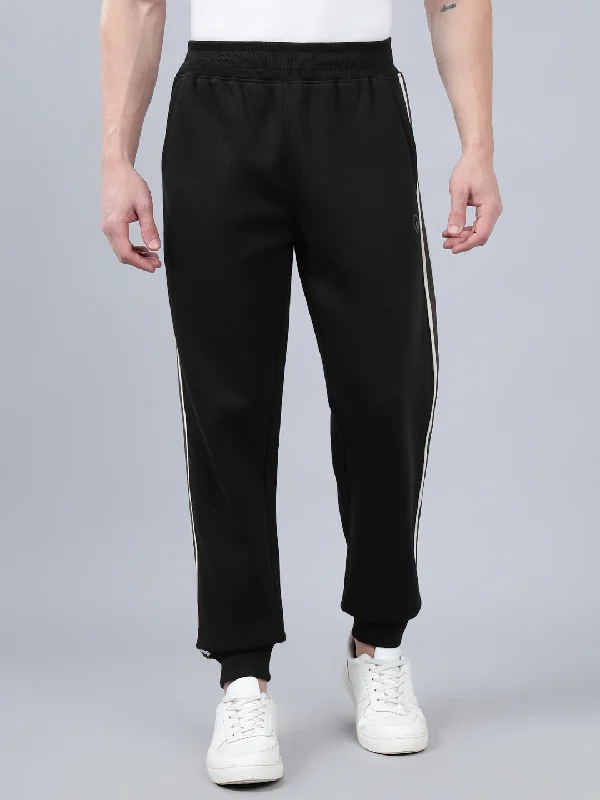 Trench CoatsMen's Black Striped Winter Track Pant