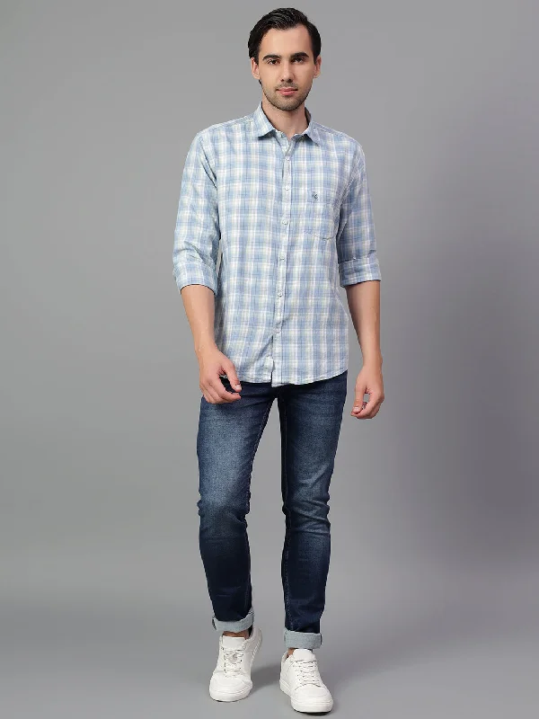 Luxury JacketsMen's Blue Checked Full Sleeve Casual Shirt