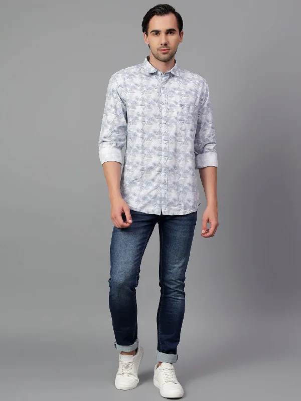 Thermal JacketsMen's Blue Printed Full Sleeve Casual Shirt