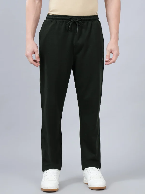 Track JacketsMen's Bottle Green Solid Winter Track Pant