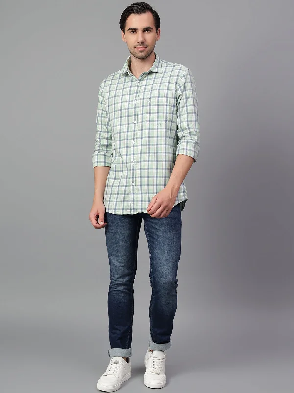 Mesh JacketsMen's Green Checked Full Sleeve Casual Shirt