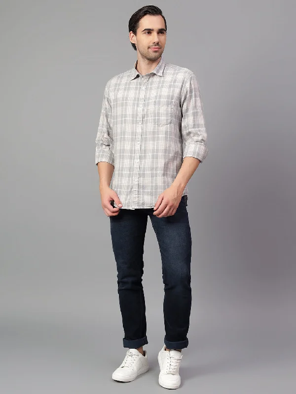 Running JacketsMen's Grey Checked Full Sleeve Casual Shirt