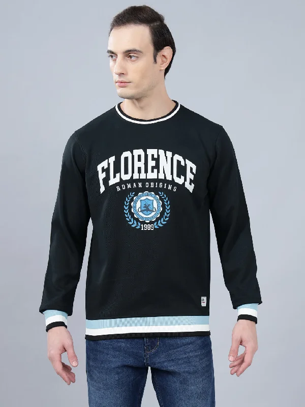 Nylon JacketsMen's Navy Blue Printed Full Sleeves T-shirt For Winter