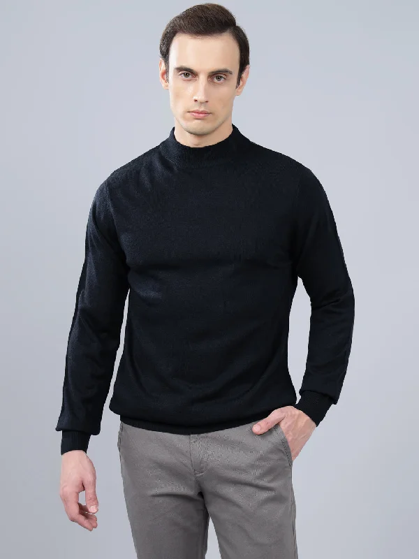 Painted JacketsMen's Navy Blue Solid Full Sleeve Sweater