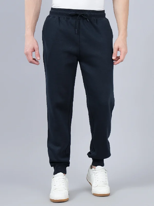 Fleece JacketsMen's Navy Blue Solid Winter Track Pant