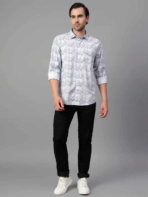 Collaborative JacketsMen's Sky Blue Printed Full Sleeve Casual Shirt