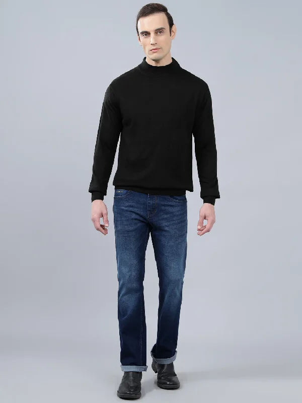 Linen JacketsMen's Solid Black Full Sleeve Sweater