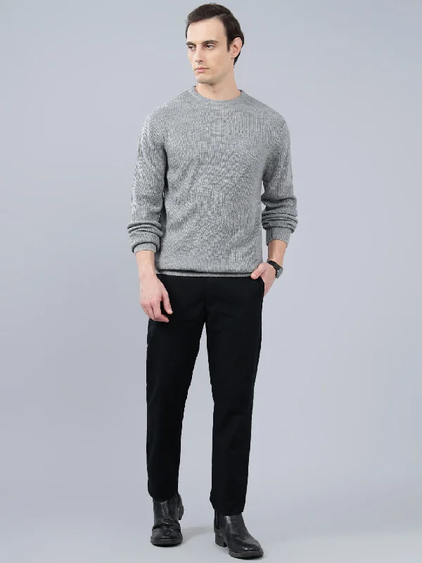 Hemp JacketsMen's Solid Grey Full Sleeve Sweater