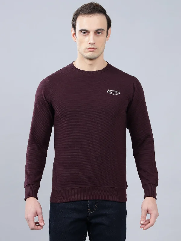 Formal JacketsMen's Wine Self Design Full Sleeves T-shirt For Winter