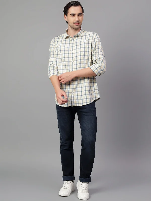 Linen JacketsMen's Yellow Checked Full Sleeve Casual Shirt