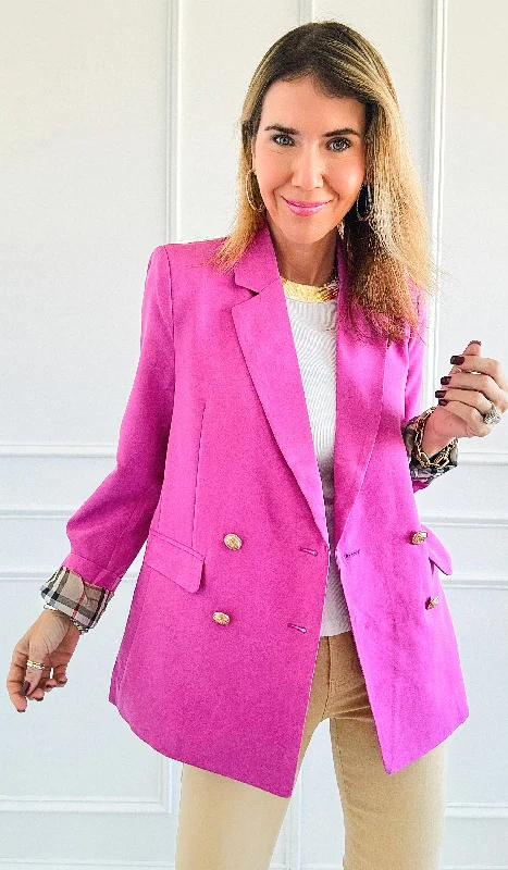 Cashmere JacketsPlaid Lining Jacket- Fuchsia