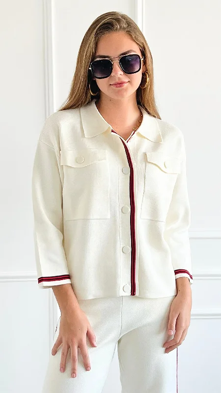 WindbreakersRefined Campus Buttoned Jacket -Ivory