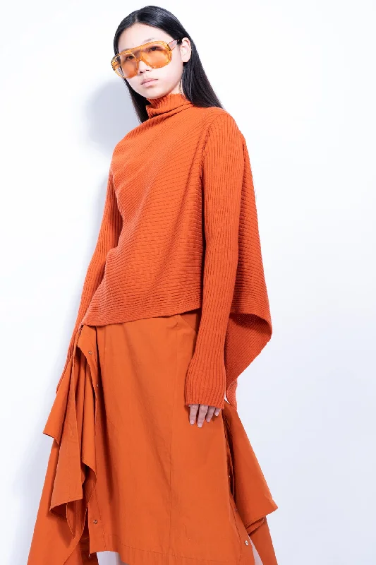 ORANGE DRAPED JUMPER IN MERINO KNIT