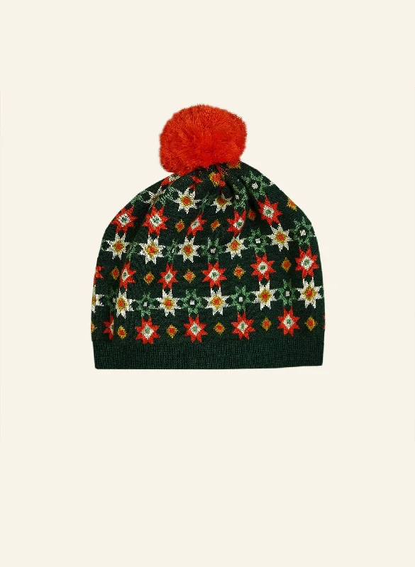 Knitted Hat - Green Patchwork