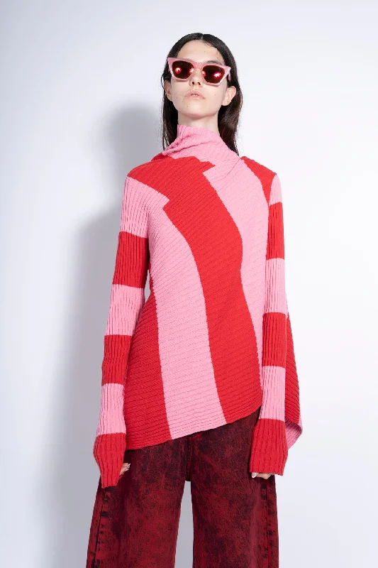 PINK AND RED DRAPED JUMPER