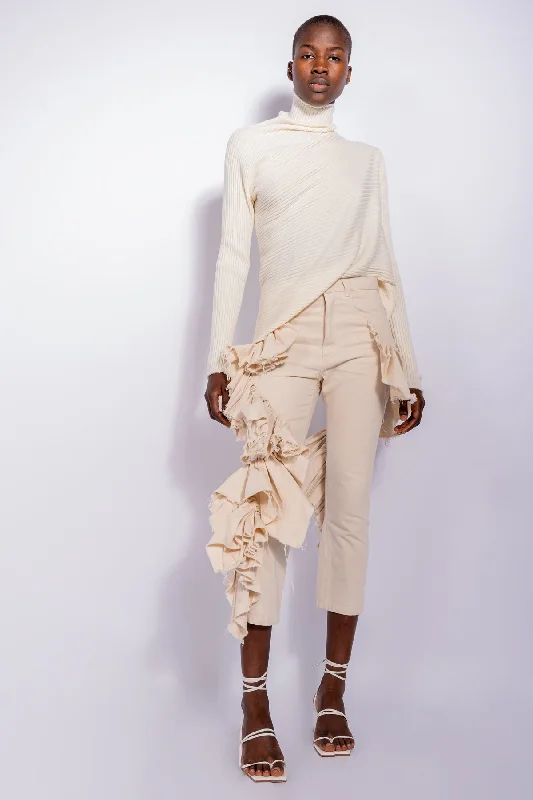 OFF-WHITE DRAPED JUMPER IN MERINO KNIT