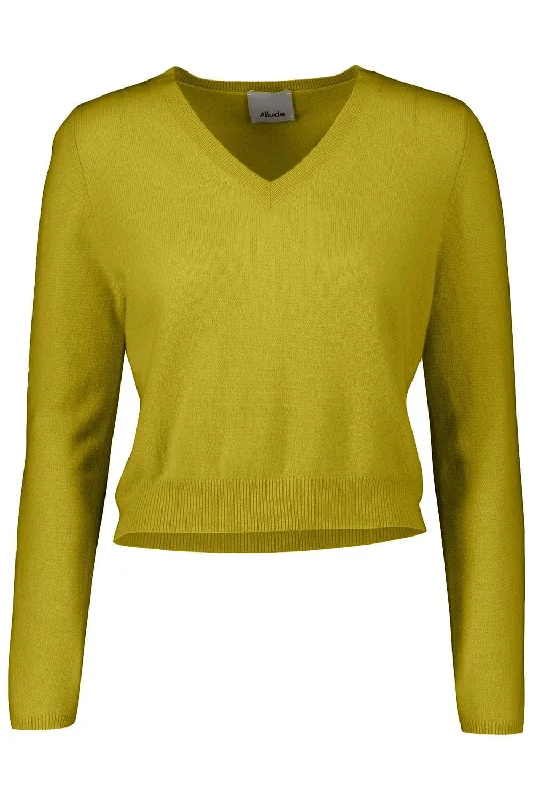 V-Sweater - ChartreuseLayered Knit Tops