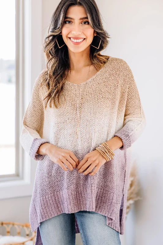 Can't Go On Without You Mocha Brown Ombre SweaterRetro Knit Tops