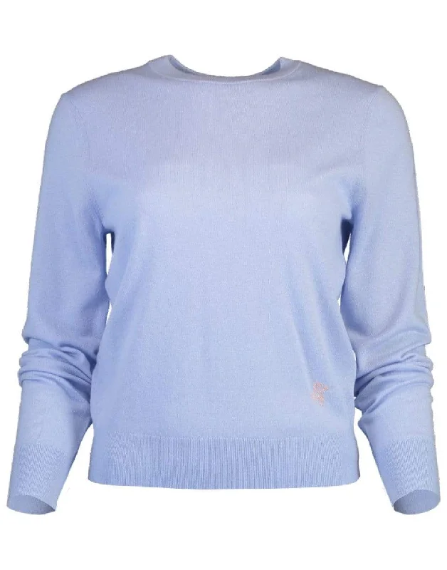 Classic Crew Neck Sweater - SkyblueAthletic Knit Tops