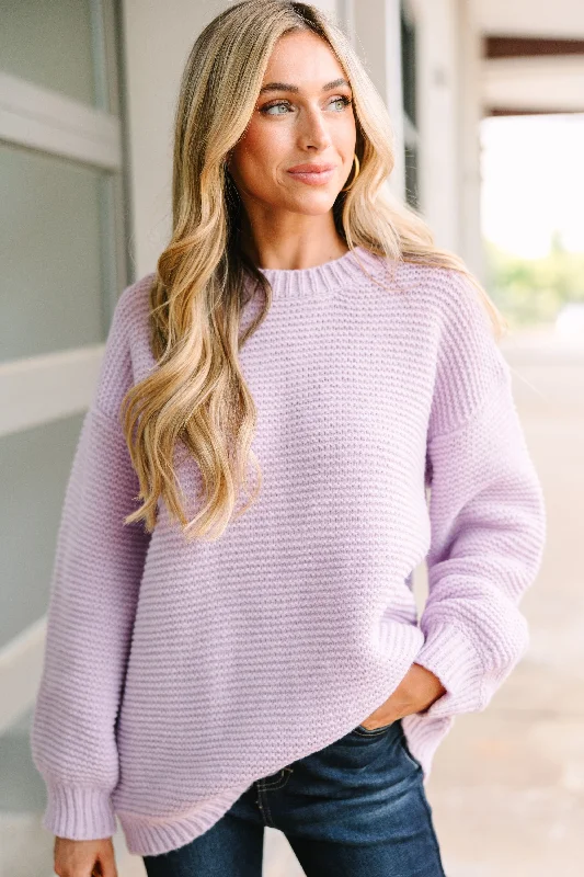 Find Your Joy Lilac Purple RIbbed Knit SweaterCropped Knit Tops