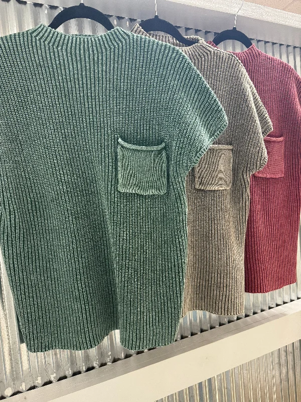 High Neck Pocket SweaterBamboo Knit Tops