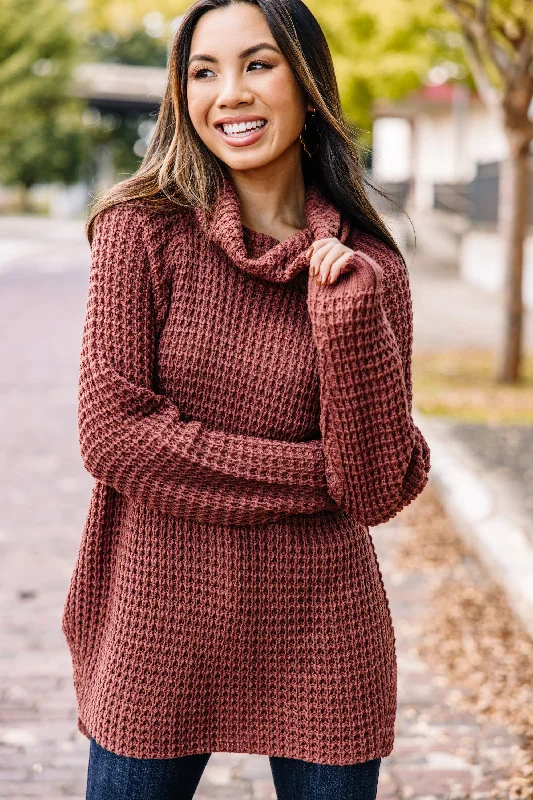 In Your Glow Burgundy Red Waffle SweaterAngora Knit Tops