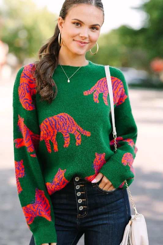 It's All Clear Green Tiger SweaterThermal Knit Tops