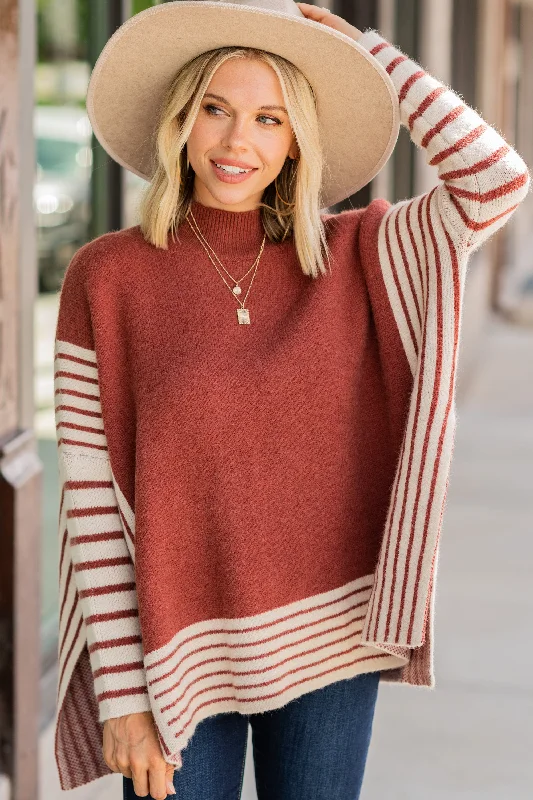 It's Tradition Marsala Orange Striped SweaterSpring Knit Tops