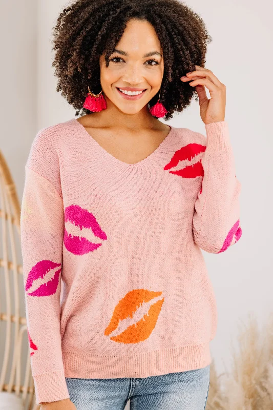 Kissing Booth Light Pink Lips SweaterRunning Knit Tops