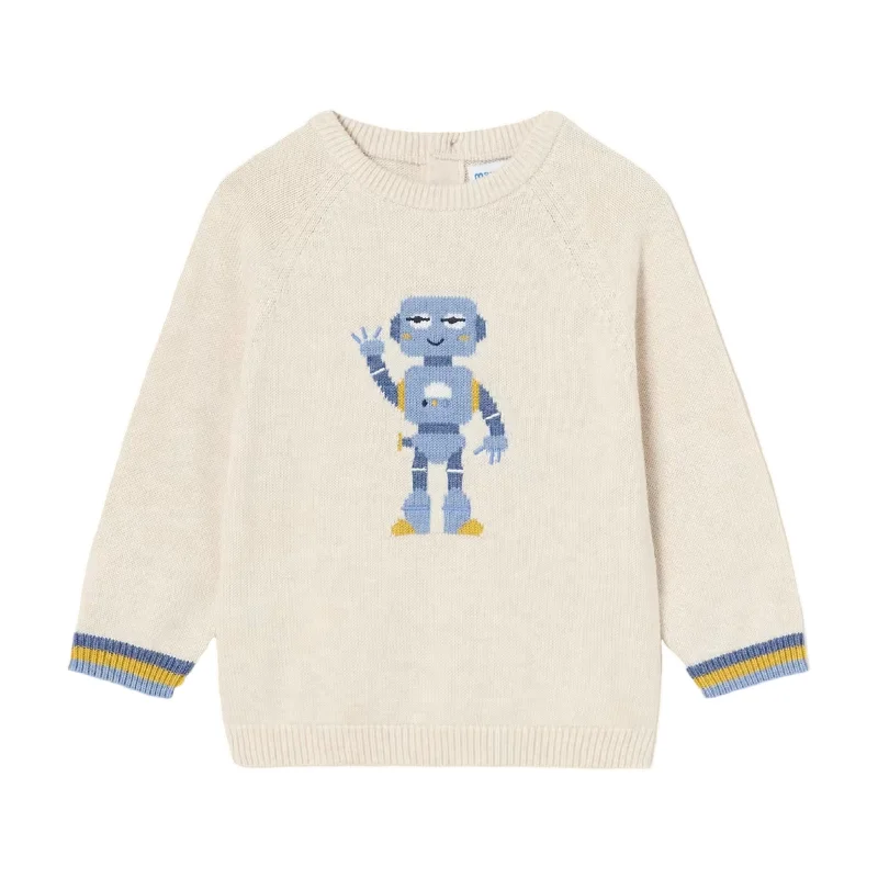 Cream Robot Knit SweaterAngora Knit Tops