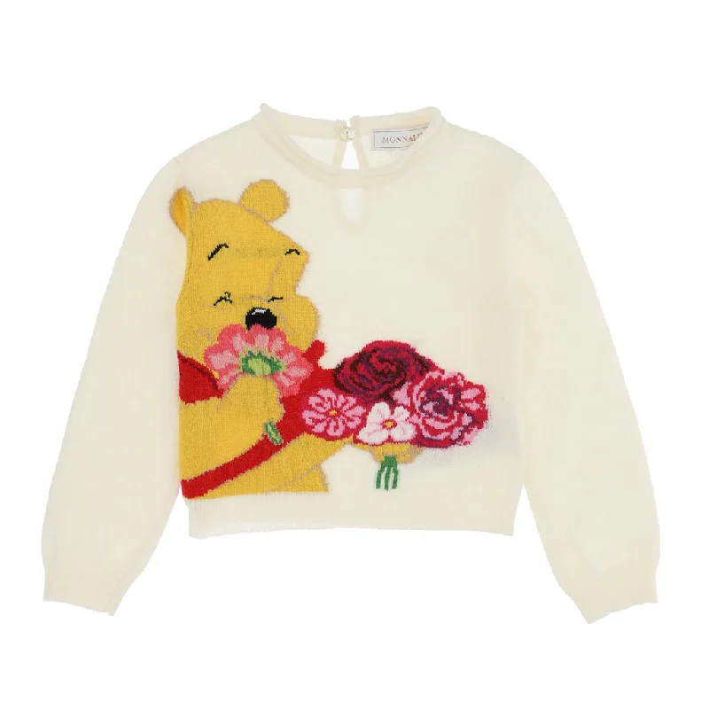 Winnie The Pooh White SweaterAcrylic Knit Tops