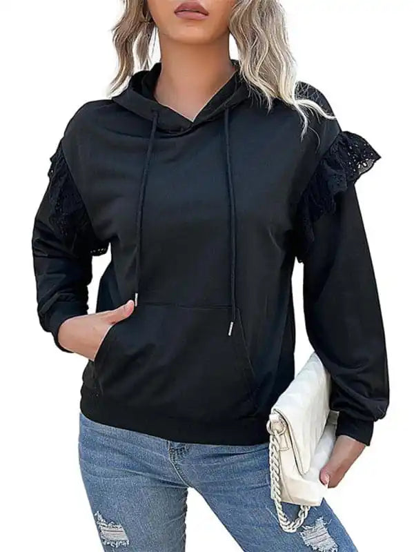 New women’s long-sleeved solid color hooded sweaterPlush Knit Tops