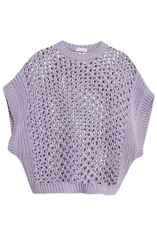 Open Weave Cap Sleeve SweaterOff-Shoulder Knit Tops