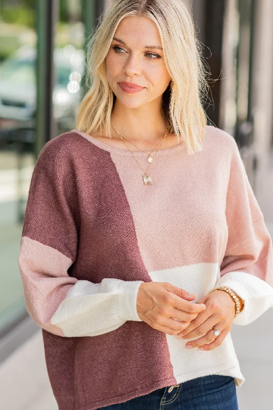 Over The Top Mauve Pink Colorblock SweaterArtist Knit Tops