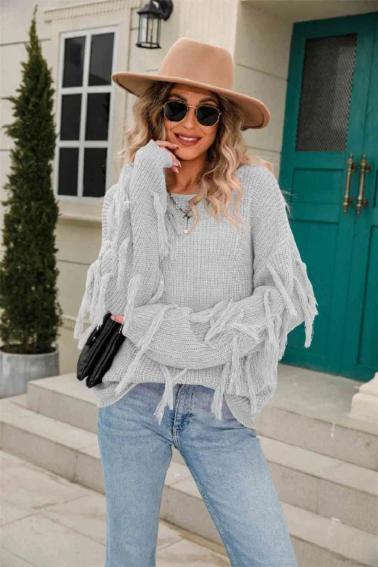 Fringe Sleeve Sweater | Multiple Color Options | Rubies + LaceFishing Knit Tops