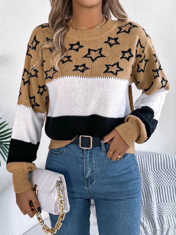 Star Color Block Sweater | Multiple Color Options | Rubies + LaceCasual Knit Tops